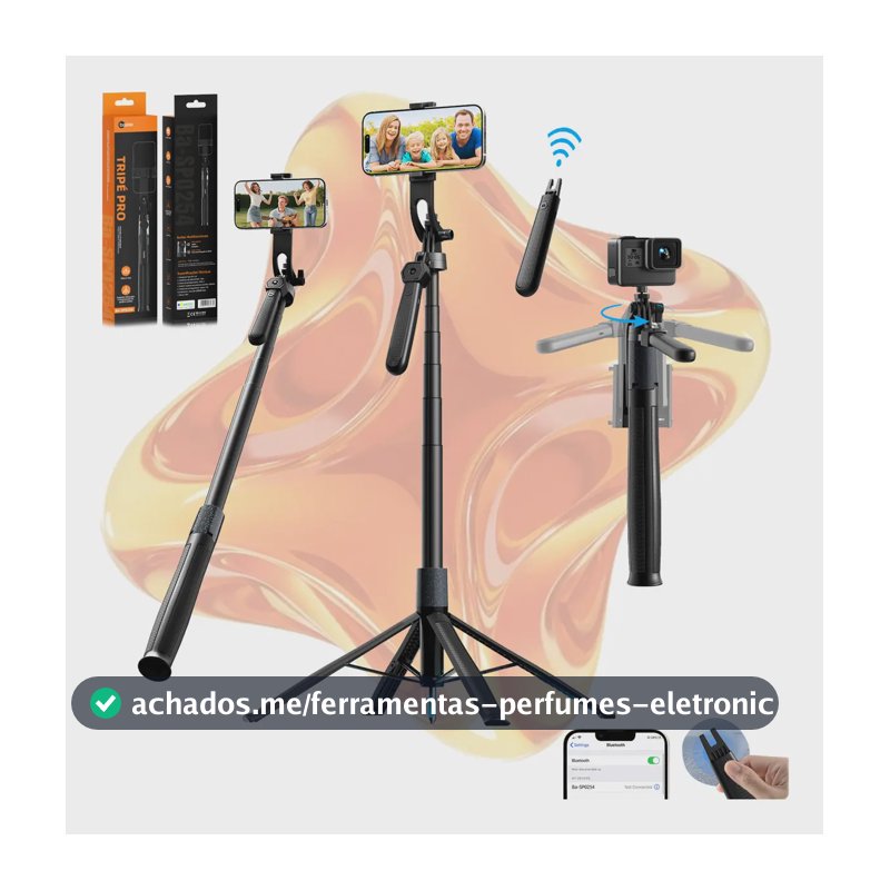 Basike Tripé 1,80m Bastão Portátil Profissional Com Controle Remoto Para Telefone Celular E Camera Go Pro Ringlight Youtube Ig Kwai Tiktok Live Streaming Vlog Selfies Estacas Fixação Overhead Shooting