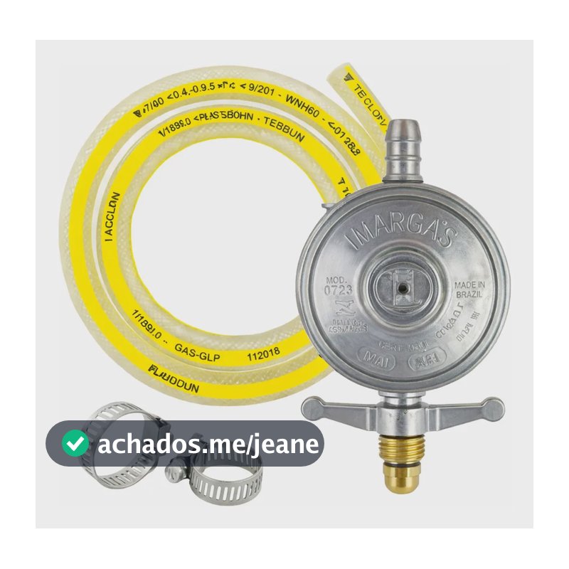 Registro Regulador Gás + Mangueira 1,25 Abraçadeira Inmetro