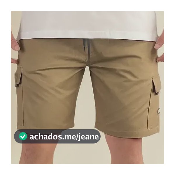 Bermuda Cargo Curta Streetwear Casual Short Sarja Slim Bolso