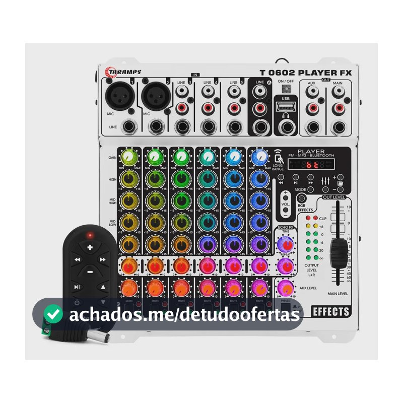 Mesa De Som Player T0602 Taramps Efeito Echo Fx Rca Xlr P10 12v