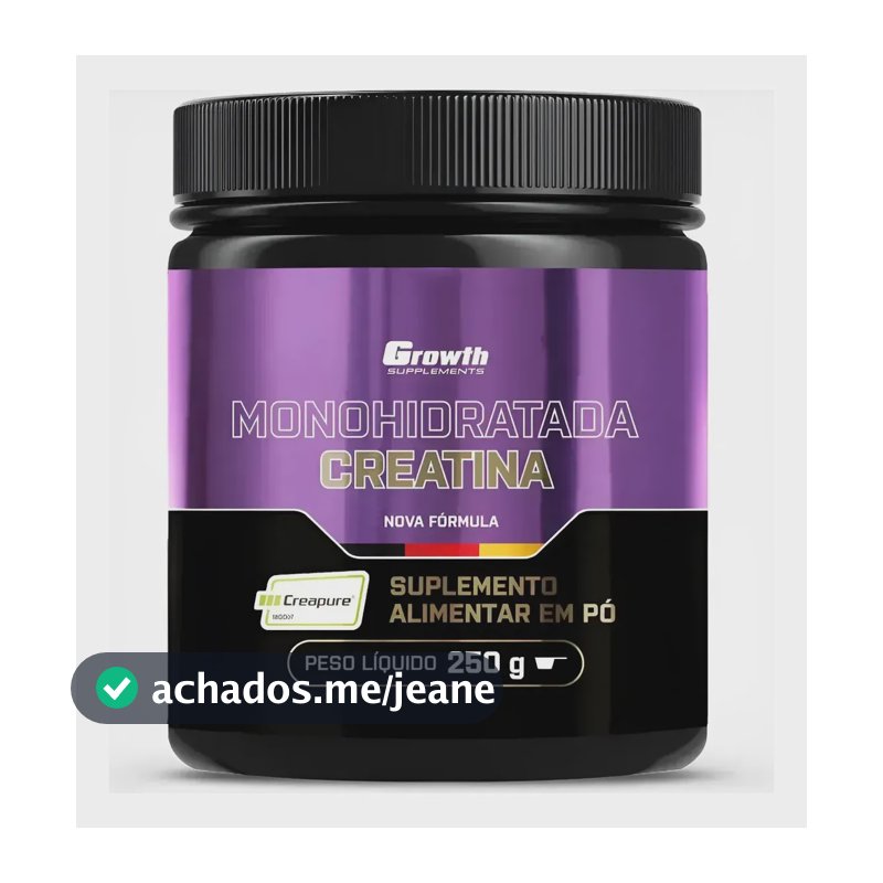 Creatina Creapure Growth Suplementos 250g Sem Sabor Original Sem Sabor