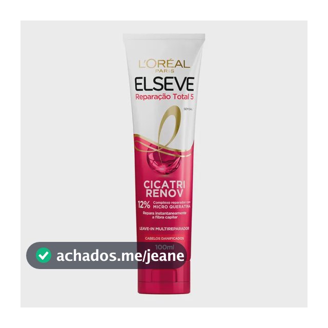 Leave-in de Tratamento com Reparação Imediata 10 em 1 e Proteção Térmica Elseve Cicatri Renov L'Oréal Paris 100ml
