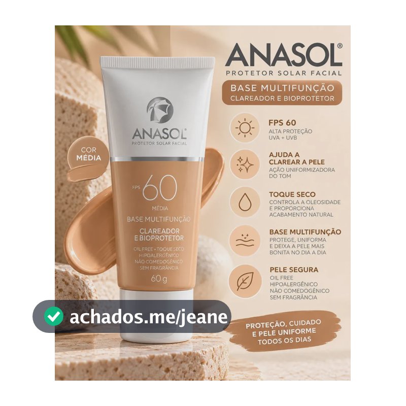 Protetor Facial Anasol Fps60 Multifunção Clareador Cor Média