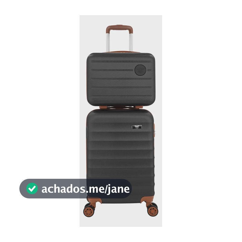 Kit Mala De Viagem Bordo Mão Pequena 10kg Abs Cadeado 360 Cor Preto