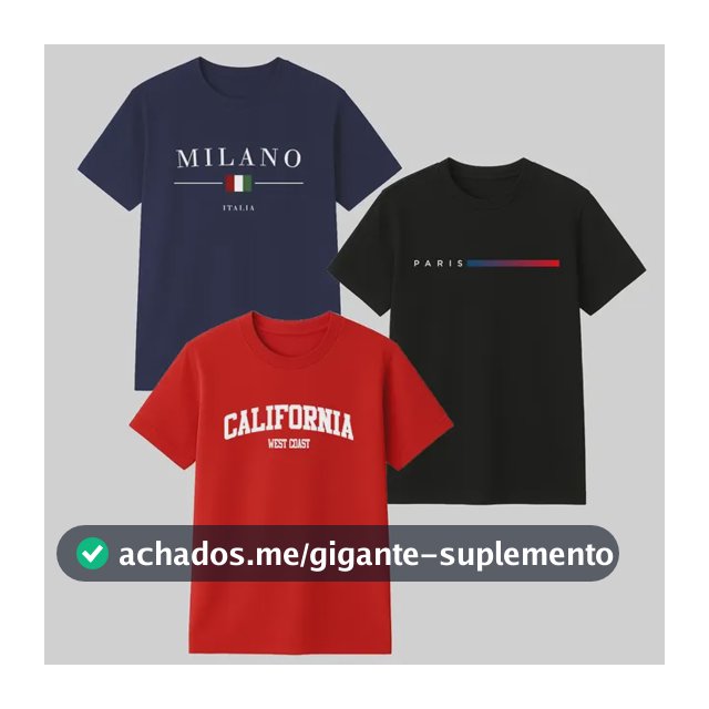 Kit 3 Camisetas Masculina 100% Algodão Premium Verão Casual