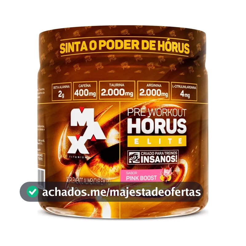 Horus Elite 390g Pré Treino 400mg Cafeína Max Titanium Sabor Pink Boost Lemonade