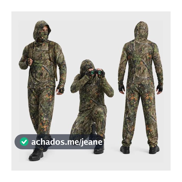 Roupa Camuflada Completa (calça + Camisa Com Capuz +bandana)