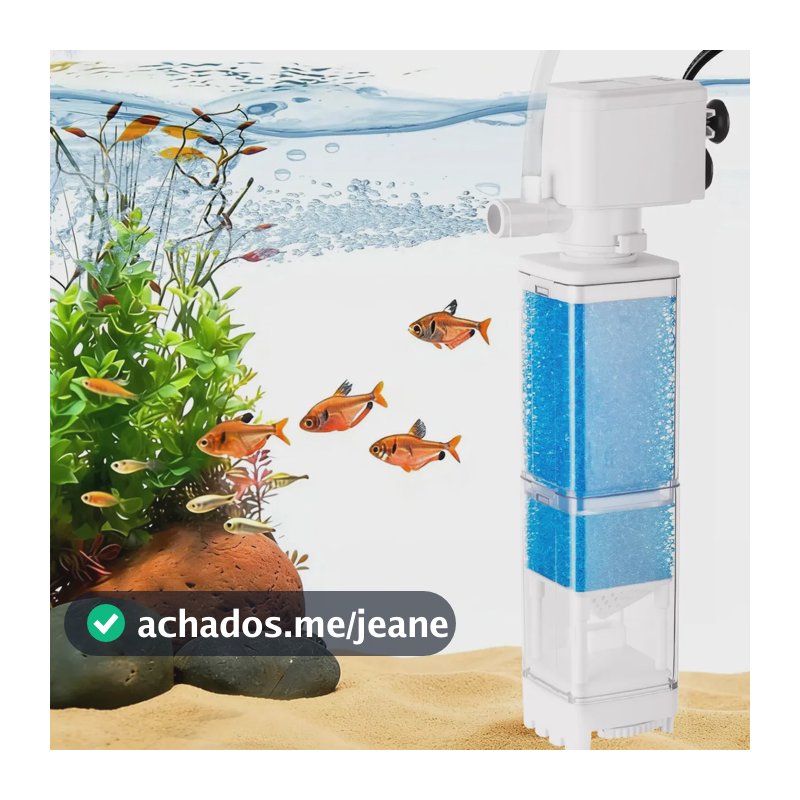 Filtro Interno Aquário Newpet 600 L/h Fluxo Regulável 20-120L 2 Estágios Esponja Oxigenador Ultra Silencioso Módulos Transparentes