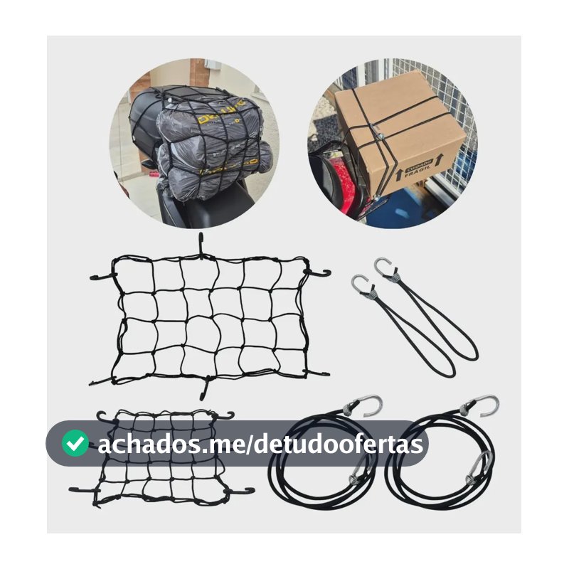 Kit Rede Aranha E Extensor Elástico Para Bagagem Da Moto