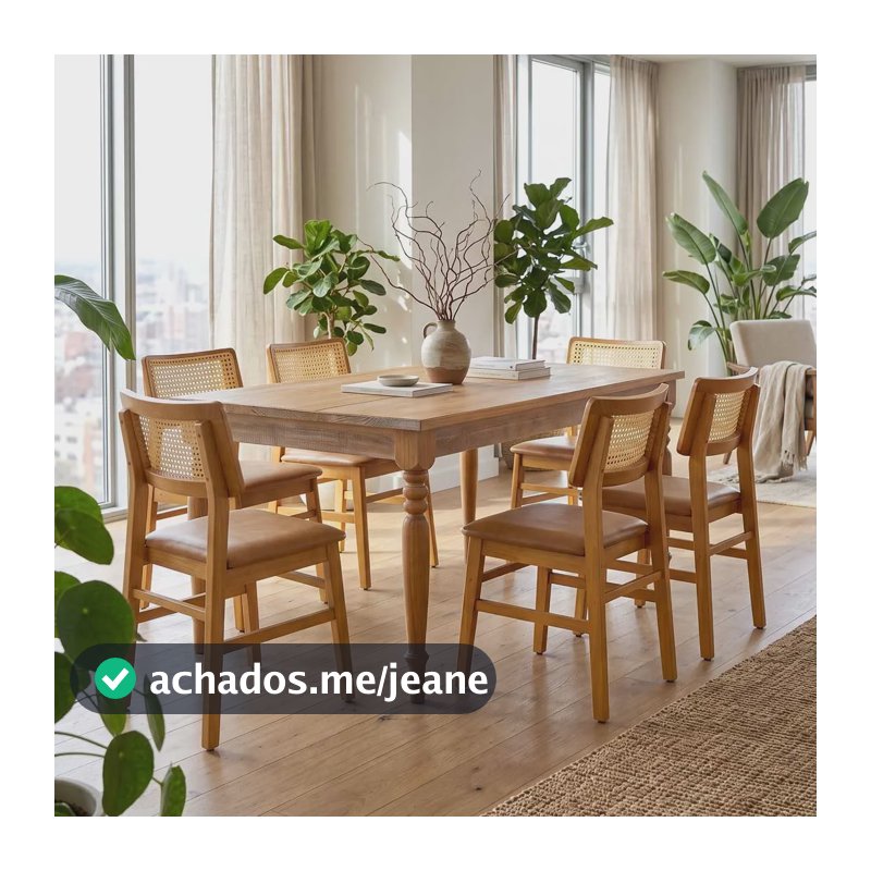 Mesa De Jantar Madeira Maciça Pés Torneados Olinda 160x90cm Caramelo Envelhecido