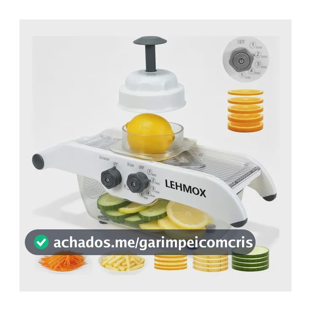 Mandolin Profissional Cortador Fatiador Legumes Frutas Inox Branco