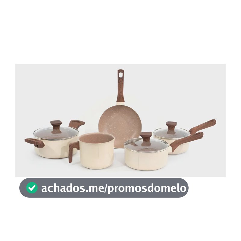 Jogo De Panelas Mimo Style Fundo Triplo Indução 5 Peças Cor Bege