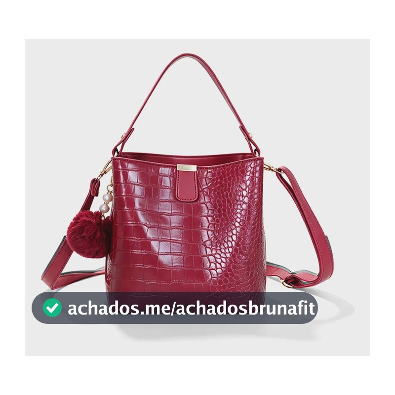 Bolsa Feminina Tomi Mito Croco Vermelha com Alça Ajustável para Ombro e Mão