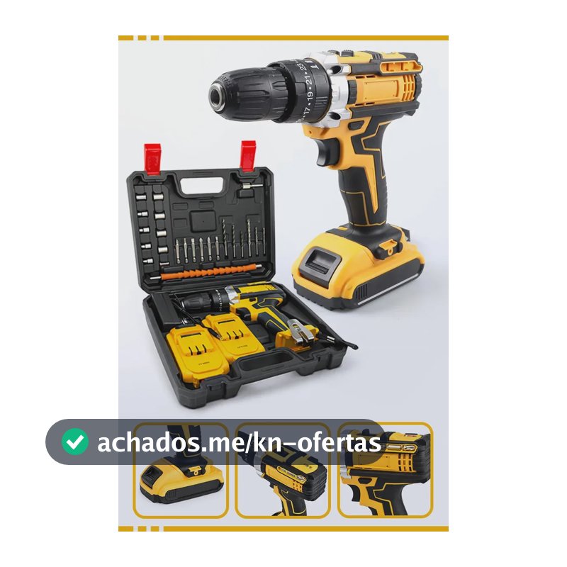 Parafusadeira Impacto Com 2 Baterias e Maleta de Acessórios Mackie Sem Fio Recarregável Com Luz De Led Uso Profissional E Doméstico