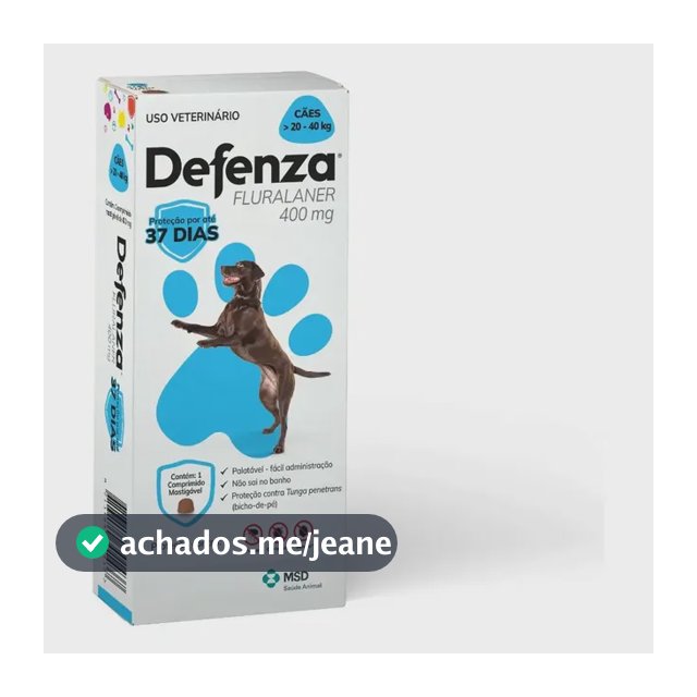 Defenza Antipulgas E Carrapatos Msd Cães 20 A 40 Kg Cor Azul