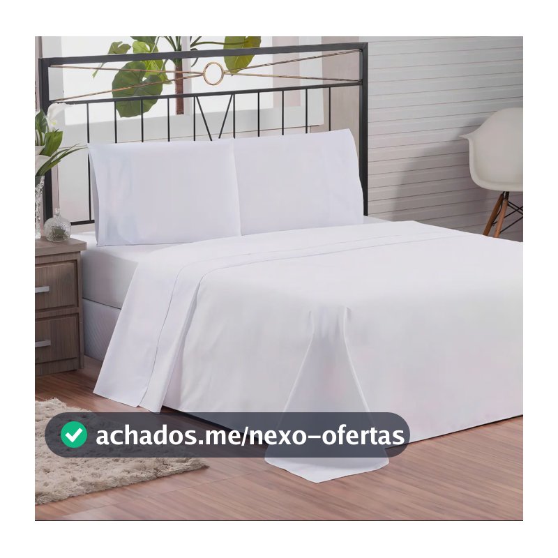 Kit 5 Lençóis Casal Percal 180 Fios Sem Elástico Branco Prince Enxovais