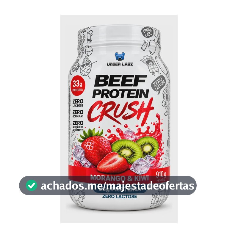 Proteína Under Labz Beef Crush em pó sabor Morango kiwi x 910g