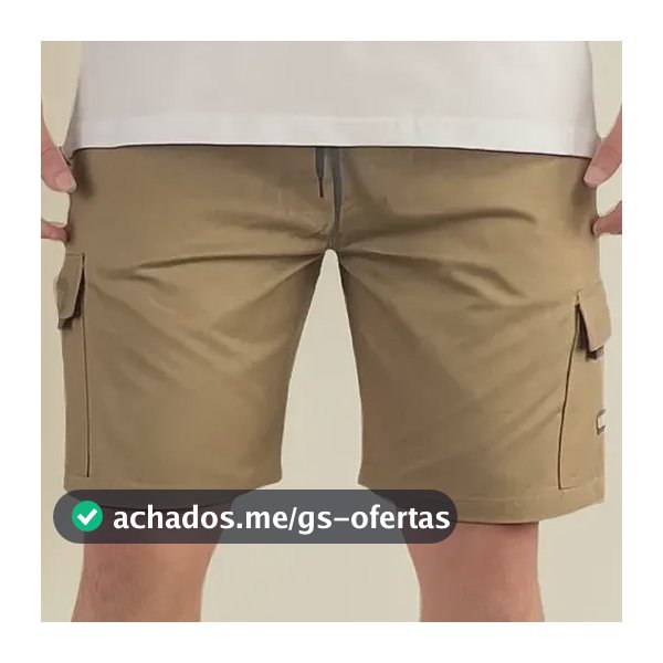 Bermuda Cargo Curta Streetwear Casual Short Sarja Slim Bolso