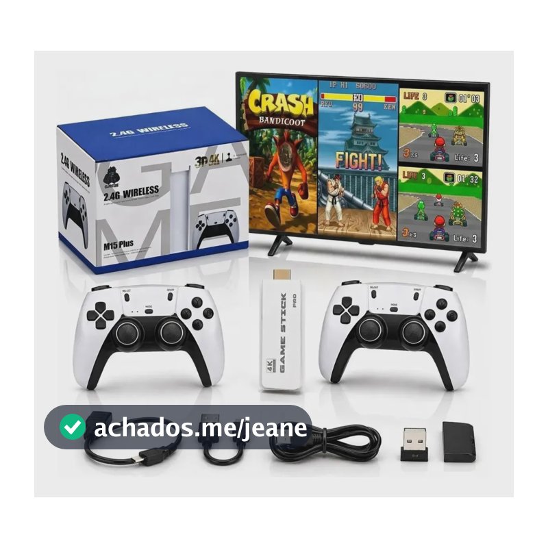 Adaptador Videogame Game Stick M15 2 Controles Branco Bivolt Branco