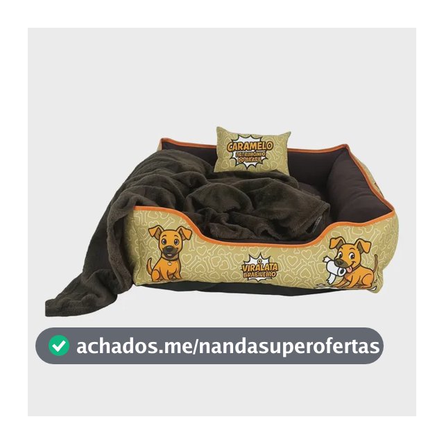 Cama Pet 60x60 3 Peças Quadrada Estampada Cachorro Gato