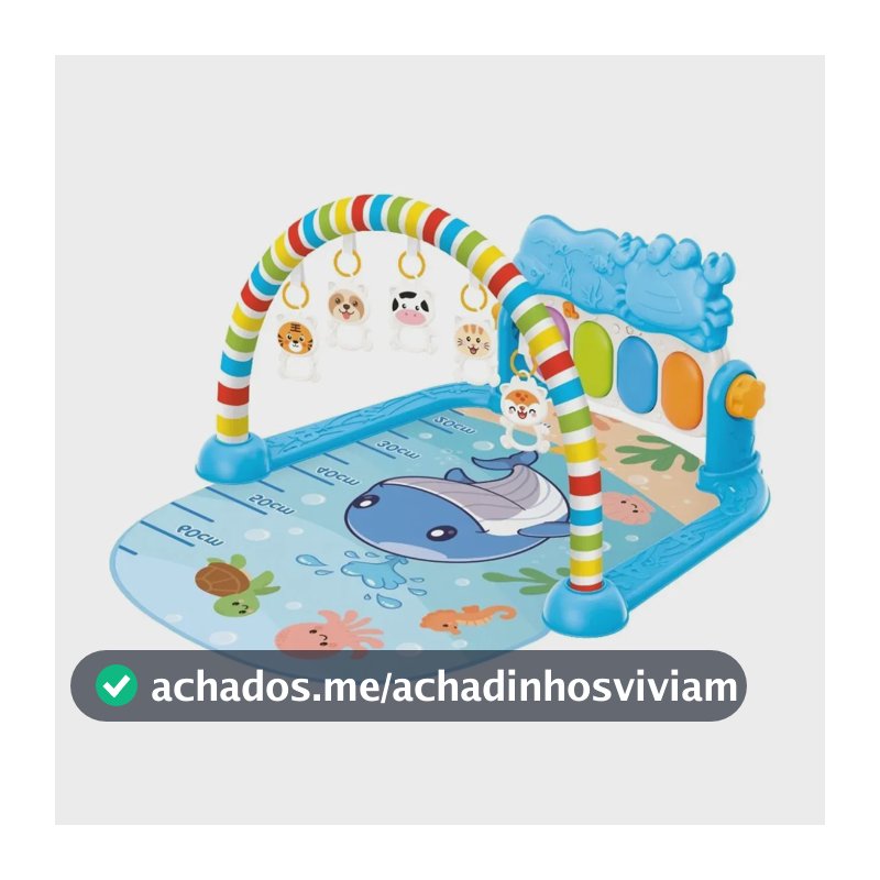 Tapete De Atividades Bebê Piano Musical com 5 Brinquedos Interativos Happy Maxi Baby - Azul