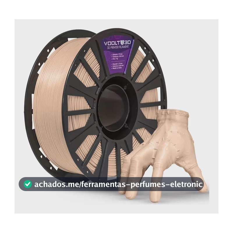 Filamento Pla Caucasiano Bege Claro 1Kg Voolt3D 1,75mm Para Impressora 3D Premium Imprimir Peças 3D Peças Impressas Modelos e Enfeites Produto Brasileiro Voolt3D