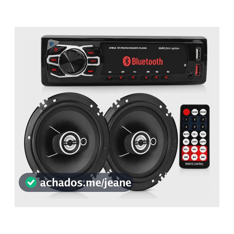 Kit Som Radio Automotivo Bluetooth Fm Usb + 2 Alto Falantes