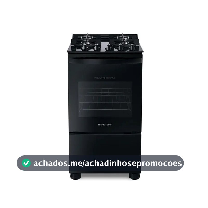 Fogão 4 Bocas Vidro Grade Dupla Bfo4vae Preto Brastemp