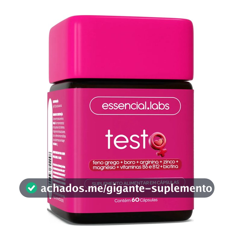 TESTO ESSENCIAL para MULHERES - Fórmula Exclusiva com Feno Grego + Boro + Arginina + ZMA + Biotina + Vitaminas B6 e B12 - 60 Cápsulas