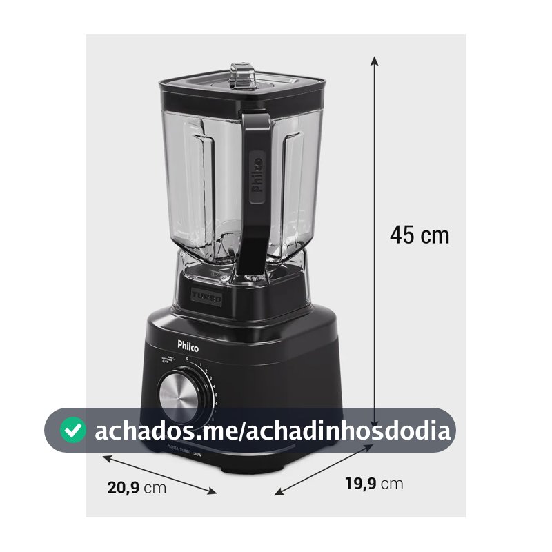 Liquidificador Philco 1500w 3,1l 12 Velocidades Com 6 Lâminas Plq15a Preto 127v