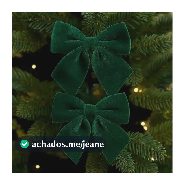 Laço Natalino Veludo Decoração De Árvore Natal 25x30 / 30x35 Verde 2 Peças 12x14cm Cz0808