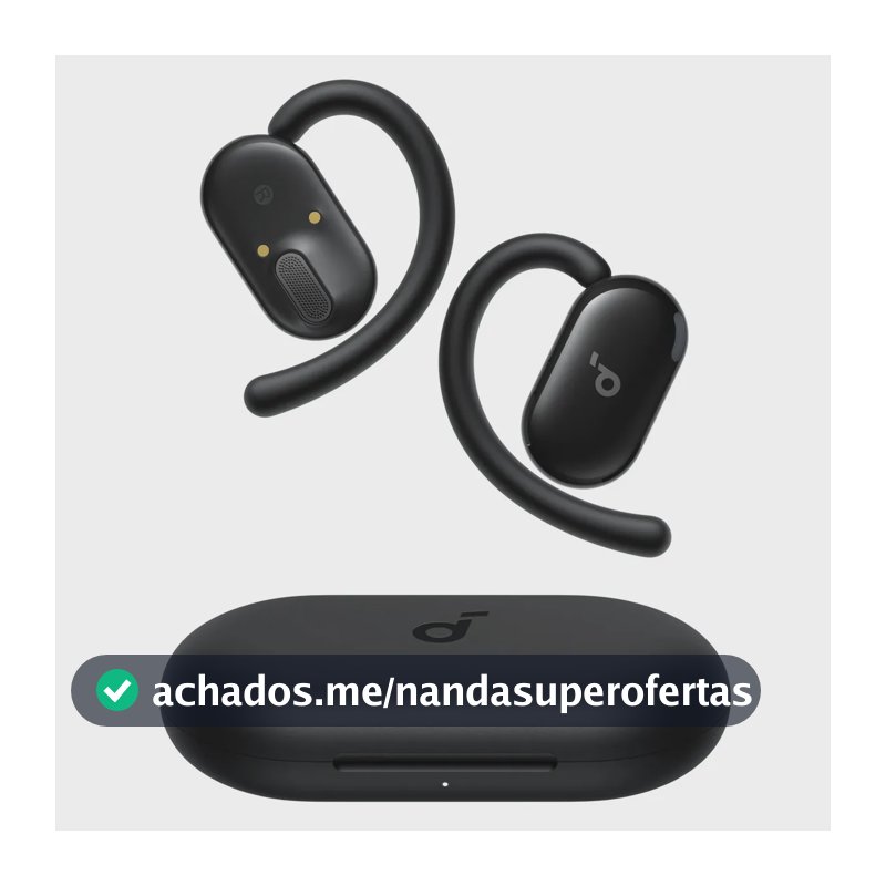 Soundcore V20i da Anker, Fone de Ouvido Bluetooth 5.4 Gamer Aberto Esportivo, LED Sincroniza Música, Graves Potentes 4 Microfones, Ganchos Ajustáveis, Confortável, Encaixe Perfeito, IP55 36H, Preto