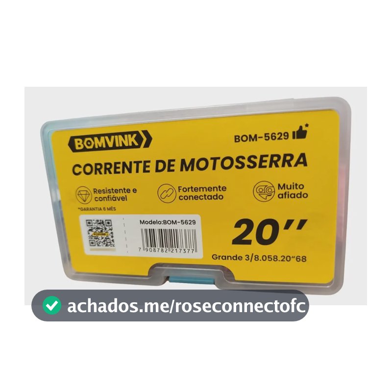 Corrente Aço Temperado 20" Motosserra 3/8 34 Dentes Grandes