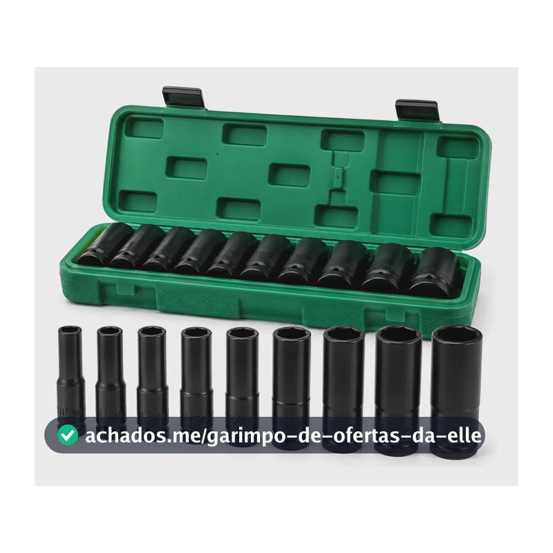 Kit Jogo Soquetes De Impacto 1/2  Longos Com 10 Peças Não Informado