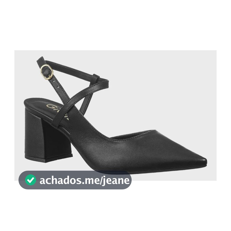 Scarpin Feminino Slingback Bico Fino Salto Médio Elegante Preto 36 Br