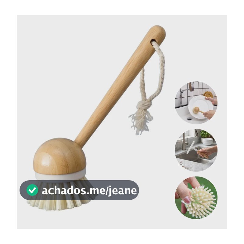 Escova De Limpeza Sustentável Cabo De Bambu 7 X 27cm Sem Bpa Marrom-claro