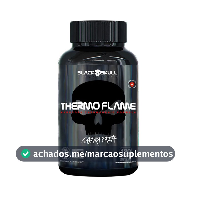 Cafeína Black Skull Caveira Preta Thermoflame em tabletes Sem sabor de 120 un