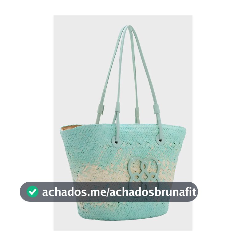 Bolsa Palha Praia Chenson Alça Couro Grande Artesanal 84577 Cor Azul-claro Desenho Do Tecido Lisa