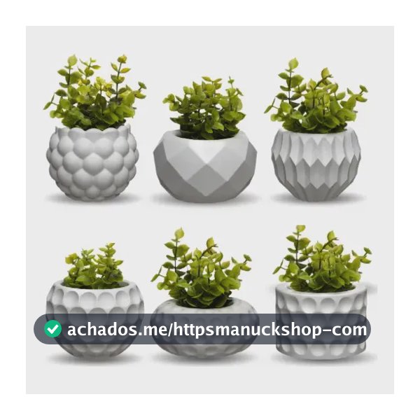 Kit 6 Vasos Decorativos C/ Planta Artificial Enfeite Casa Nf Branco