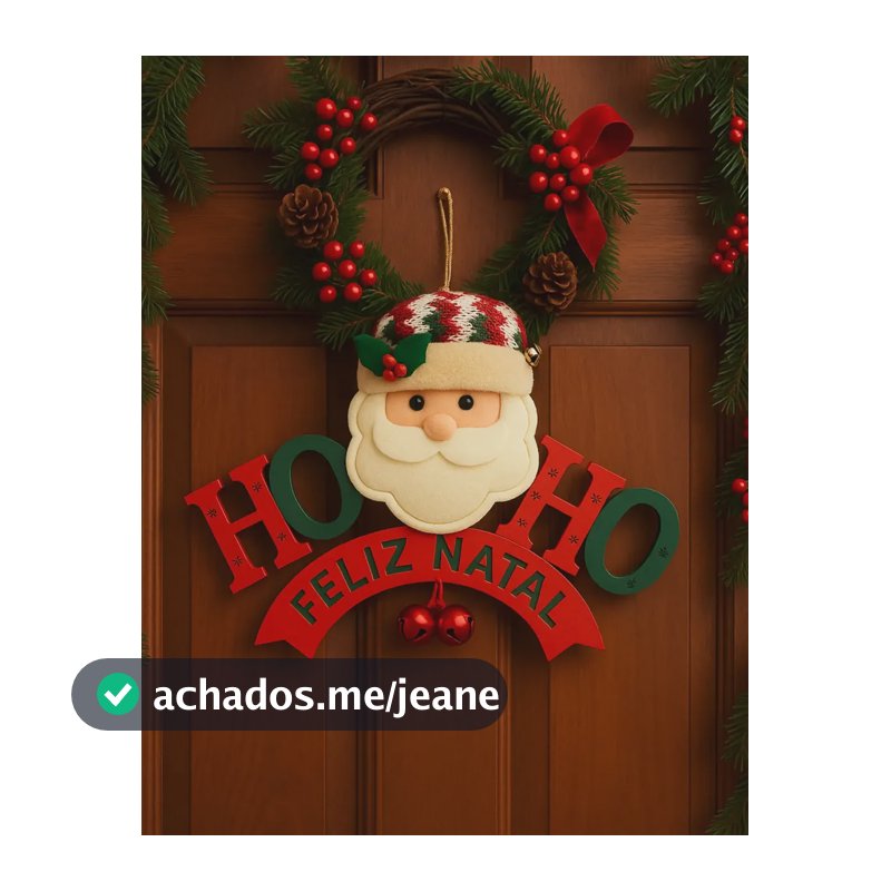 Enfeite De Porta Papai Noel Decoracao De Porta Natal 28x25cm Vermelho