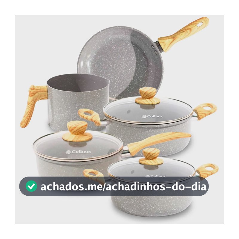 Jogo de Panelas Cerâmica Antiaderente Indução Zenith 5 Peças Cinza