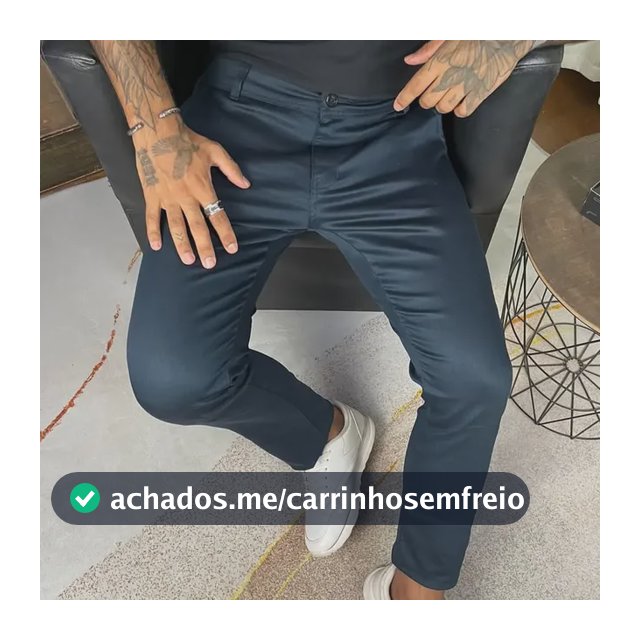 Calça Masculina Em Sarja Sport Fino Slim Bolso Faca