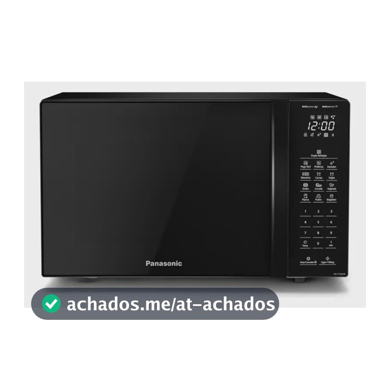 Microondas Panasonic Nn-st66nbru Black Glass 34L Dupla Refeição