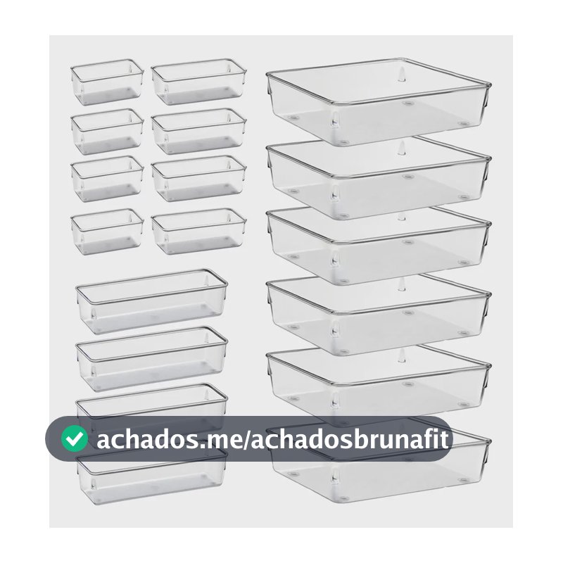 Kit 18 Organizador Multiuso Modular Gavetas Rebirth Acrílico Cristal