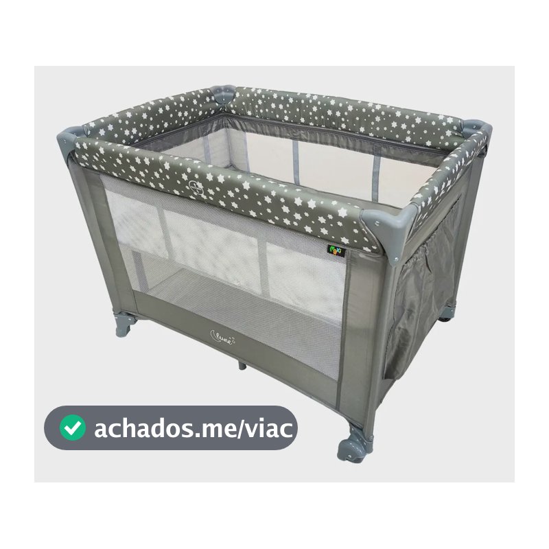 Berço Portátil Infantil Cercado Desmontável Lune Maxi Baby - CINZA