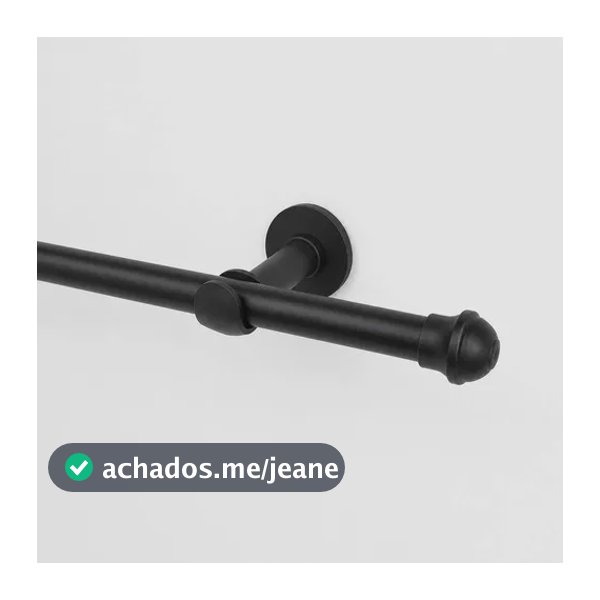 Varão Para Cortina Com Emenda 2 Metros 19mm Kit Completo Preto