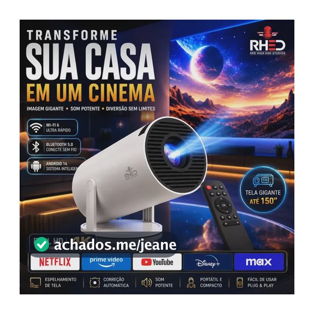 Projetor Smart Portátil Full Hd 4k Android 11 Wi-fi Bluetooth Mini Projetor Home Theater Cinema Em Casa Imagem Nítida Som Potente Compatível Com Diversos Dispositivos Branco 127/220
