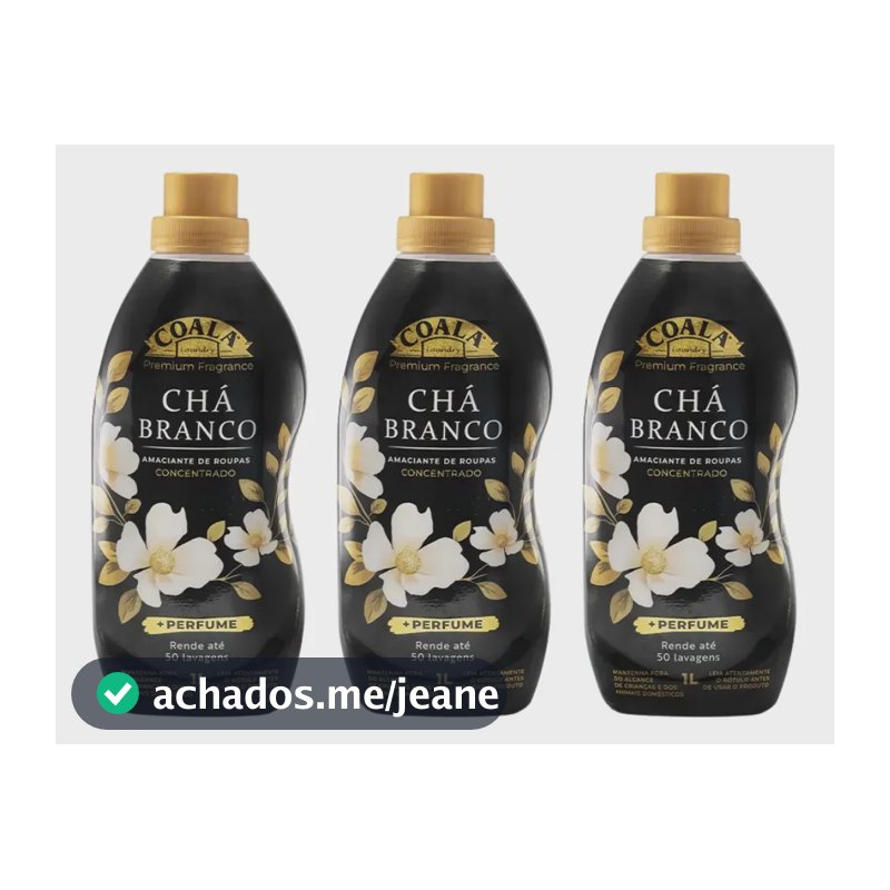 Kit 3 Amaciante de Roupas Concentrado Chá Branco Coala Laundry 1l