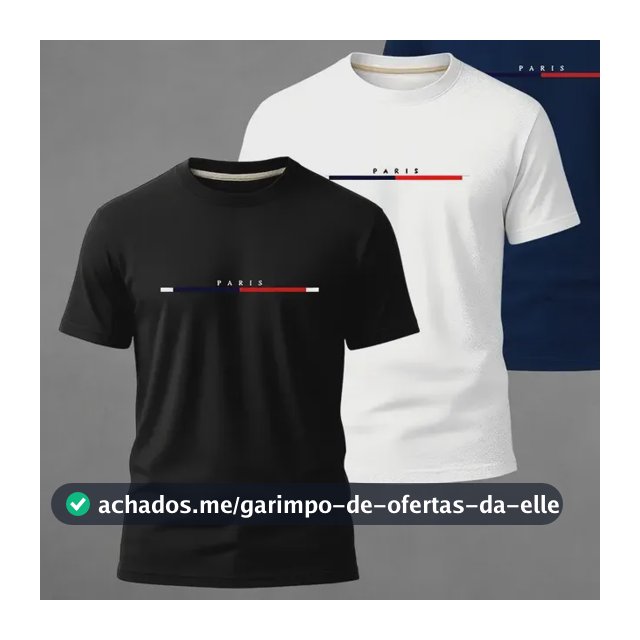 Kit 3 Camiseta Camisa Estilo Casual Paris 100% Algodão