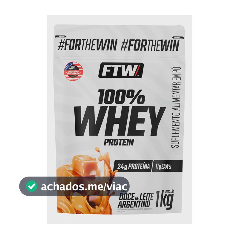 Whey Protein 100% Concentrado Refil 1kg Sabor Doce De Leite Argentino - FTW